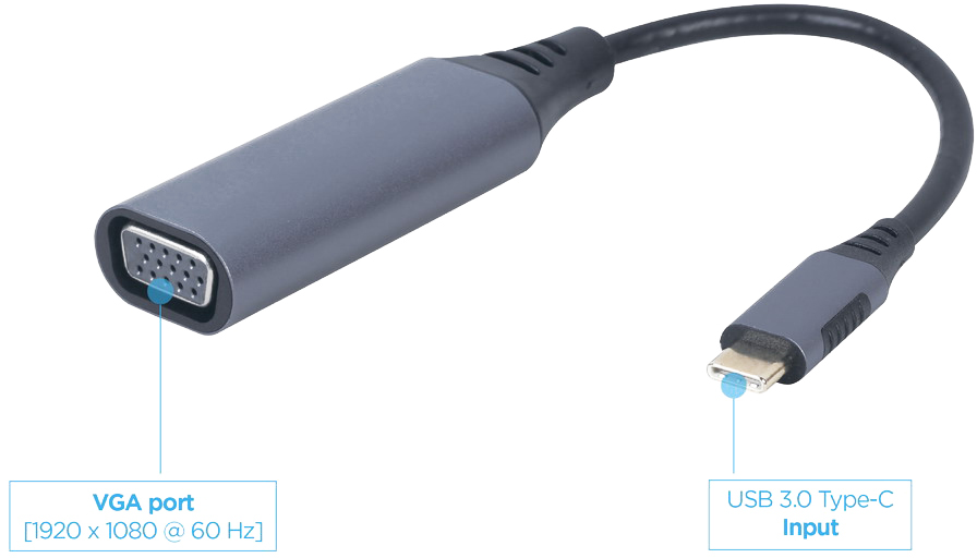 Адаптер CABLEXPERT USB-C - VGA (A-USB3C-VGA-01) · 3
