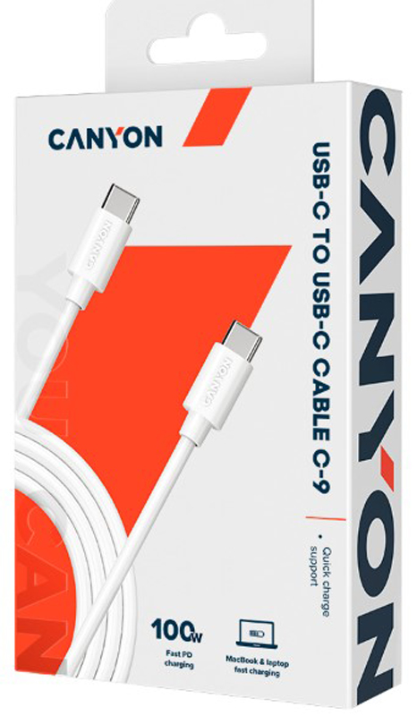 Кабель CANYON C-9 USB-C - USB-C 1.2 м White (CNS-USBC9W) · 2