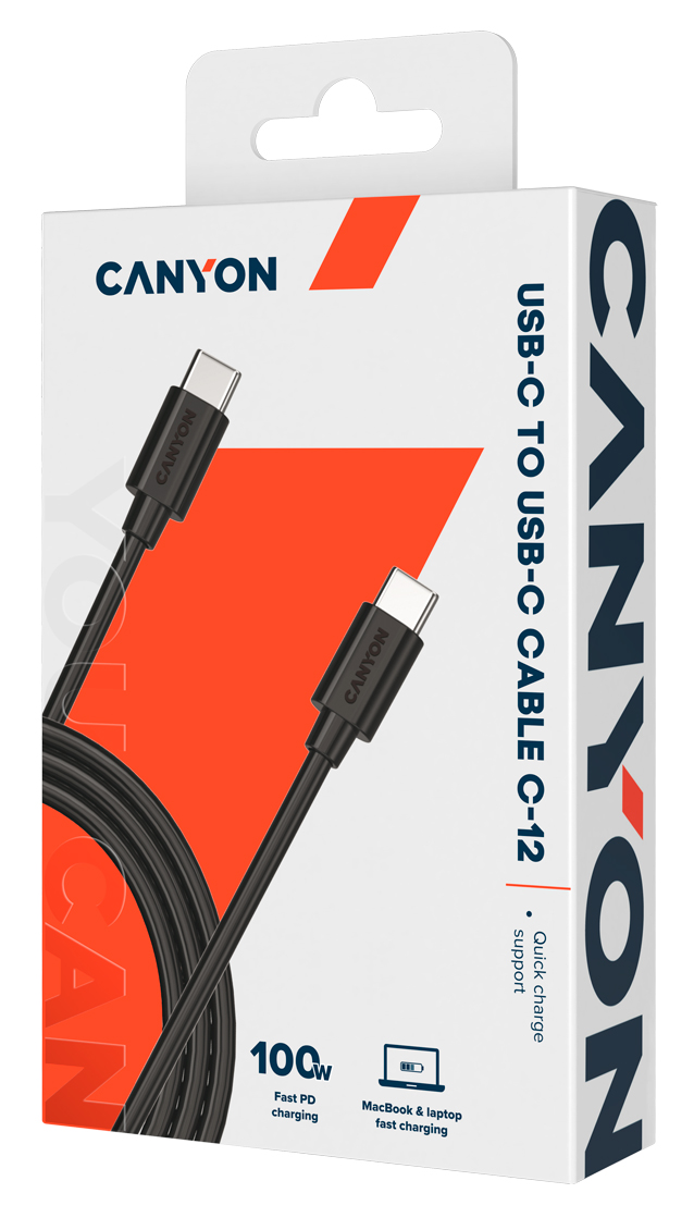 Кабель CANYON C-12 USB-C - USB-C 2 м Black (CNS-USBC12B) · 2