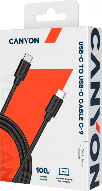 Кабель CANYON UC-9 USB-C to USB-C 1.2 м Black (CNS-USBC9B) · 3