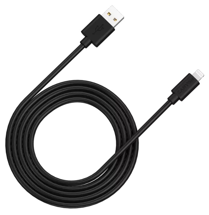 Кабель CANYON MFI-12 Lightning - USB 2 м Black (CNS-MFIC12B) в Києві