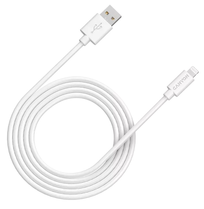 Кабель CANYON MFI-12 Lightning - USB 2 м White (CNS-MFIC12W) в Києві