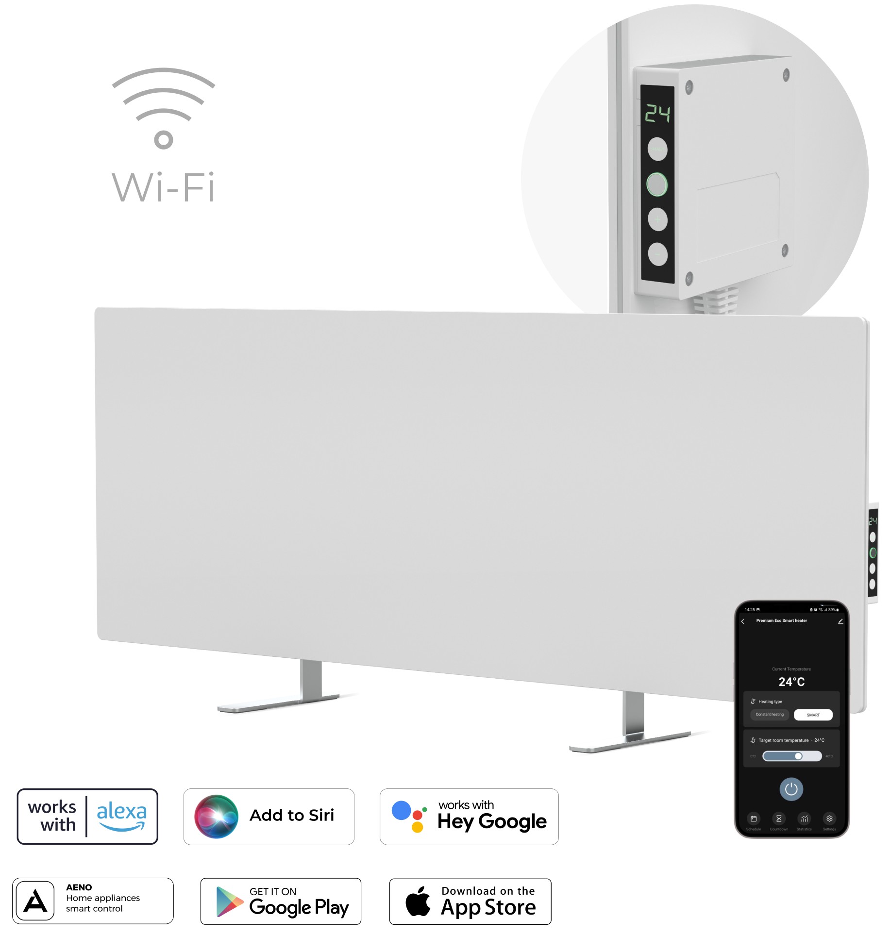 Інфрачервоний обігрівач AENO Premium Eco Smart GH3S LED White (AGH0003S) · 2