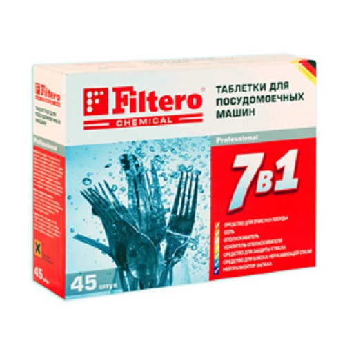 

Таблетки для посудомоечных машин FILTERO 7 в 1 (45 шт)