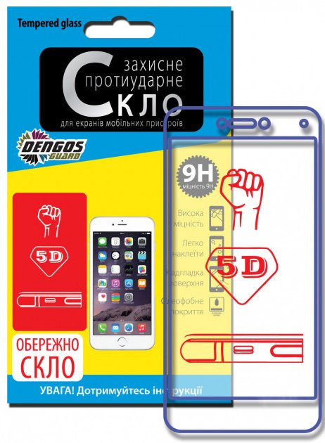 

Защитная пленка-стекло Dengos TG іРhone 6/6s 5D белая рамка