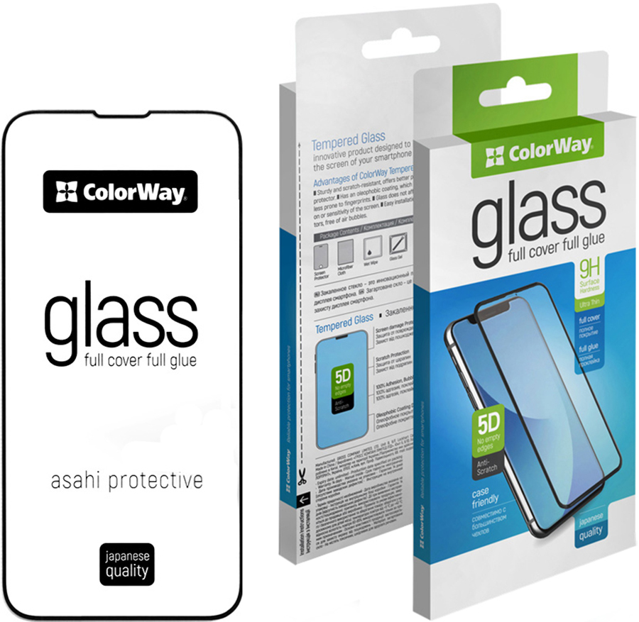 Защитное стекло COLORWAY для Apple iPhone 13 Mini 9H Full Cover Full Glue Black (CW-GSFGAI13m-BK) в Киеве