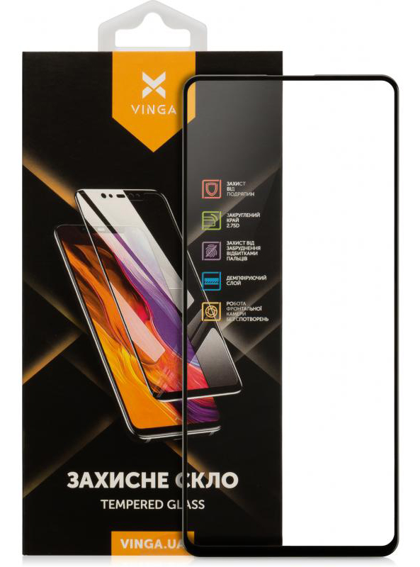 Захисне скло VINGA 2.75D для Samsung Galaxy A51 Black (VGSA51) в Києві
