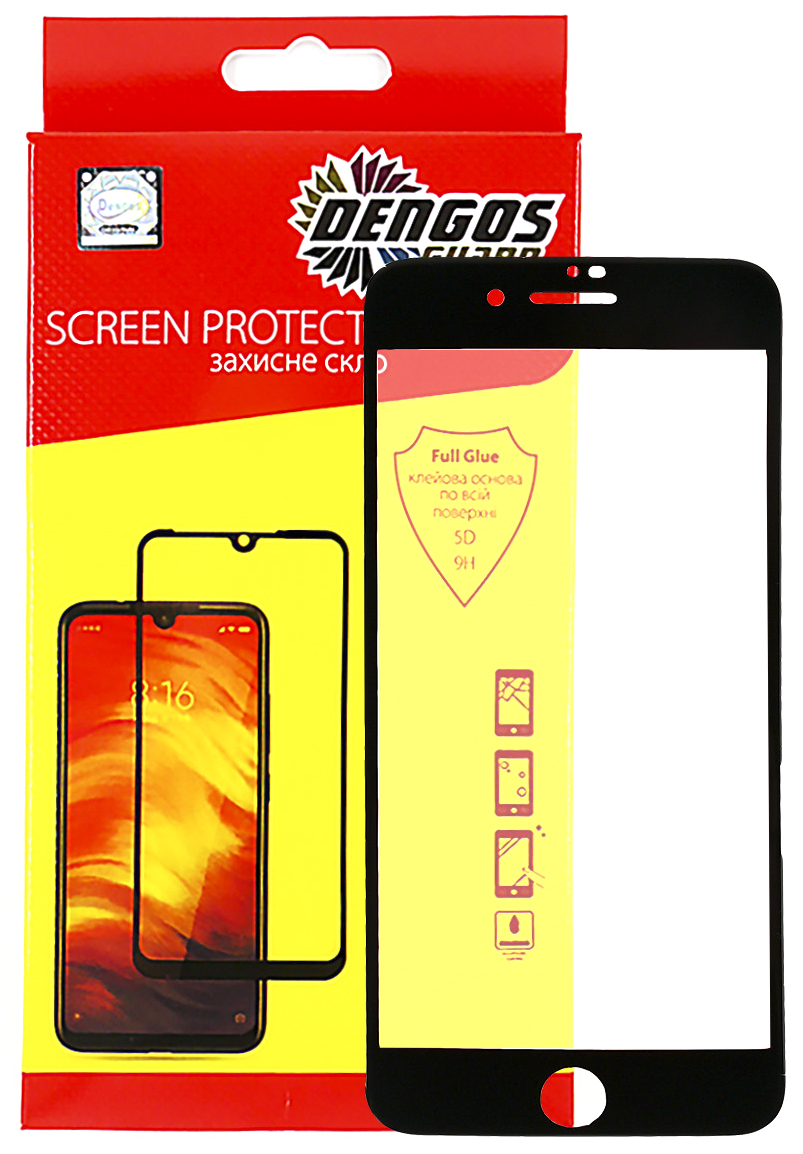 Захисна плівка-скло DENGOS 5D Tempered Glass для Apple іРhone 7/8 Black в Києві