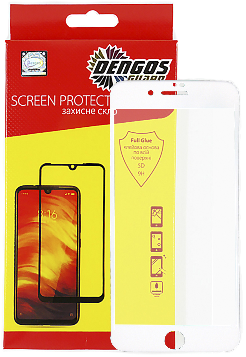 Захисна плівка-скло DENGOS 5D Tempered Glass для Apple іРhone 7/8 White в Києві