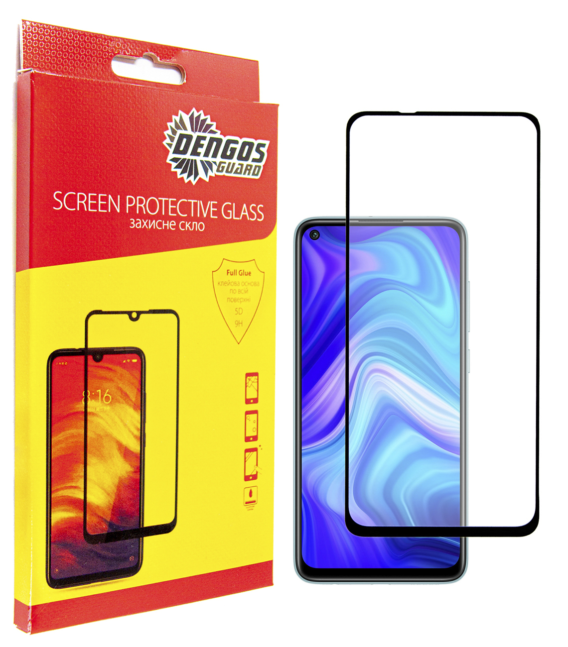 Защитное стекло DENGOS Full Glue для Xiaomi Redmi Note 9 Black (TGFG-130) в Киеве
