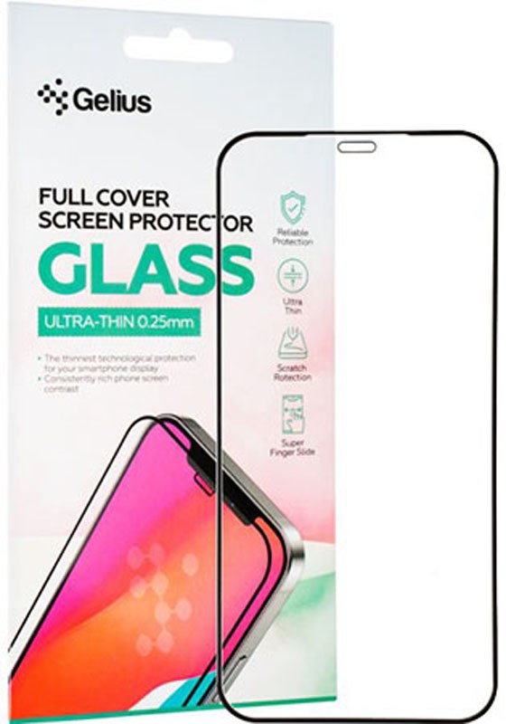 Защитное стекло GELIUS Full Cover Ultra-Thin для Apple iPhone 12/12 Pro Black (88702) в Киеве