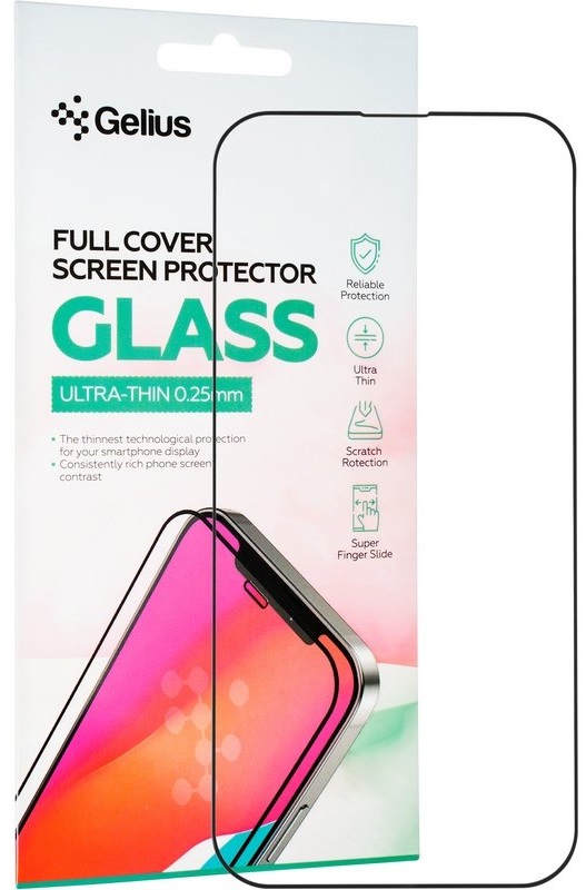 Захисне скло GELIUS Full Cover Ultra-Thin для Apple iPhone 14 Pro Black (90784) в Києві