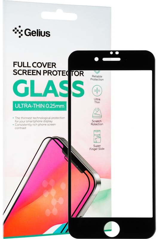 Захисне скло GELIUS Full Cover Ultra-Thin для Apple iPhone 7 Black (93353) в Києві
