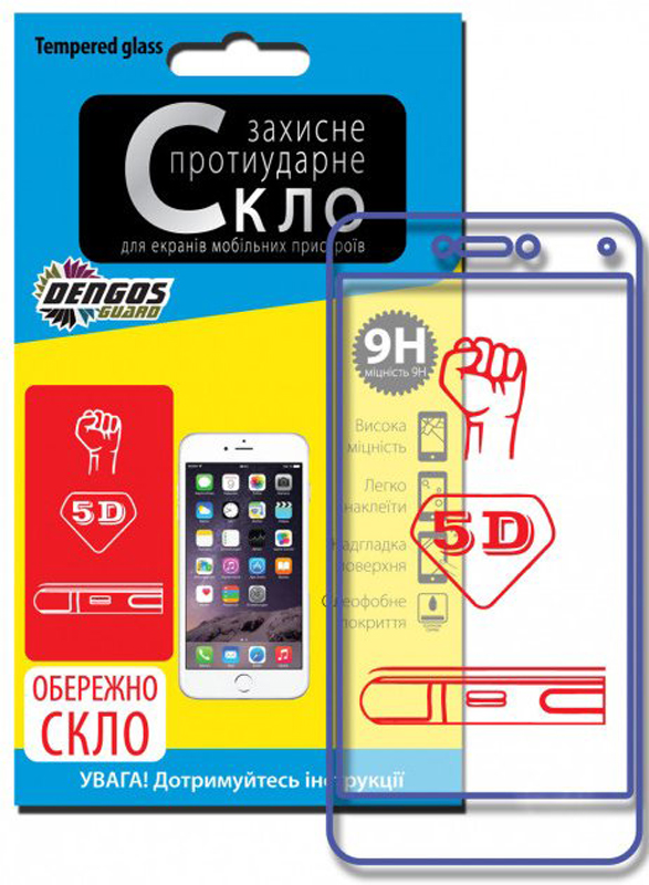 Защитная пленка-стекло DENGOS TG для Apple іРhone 6/6s 5D Black в Киеве