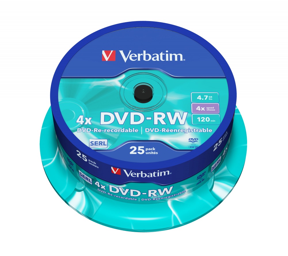 ᐉ Диски VERBATIM DVD-RW MATT SILVER 25 шт (43639) — купить в Киеве и  Украине | Цена и отзывы в ELDORADO