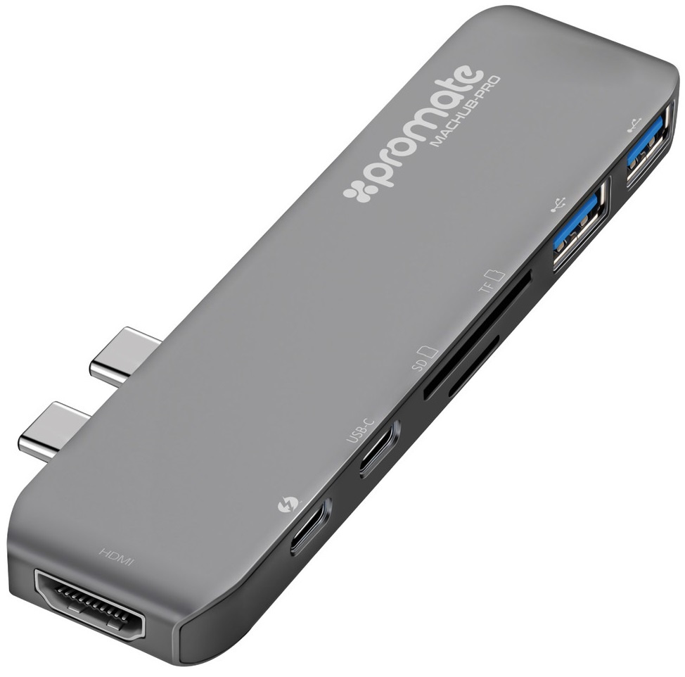 

USB-хаб Promate мультипортовый MacHub-Pro Grey