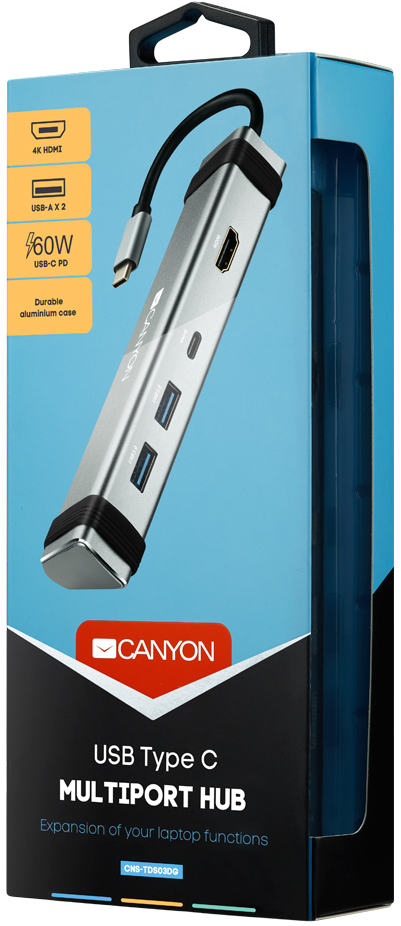 USB-xaб 4в1 CANYON DS-3 USB-C (CNS-TDS03DG) · 4
