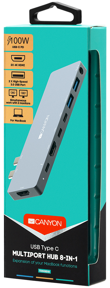 USB-xaб 8в1 CANYON DS-8 USB-C (CNS-TDS08DG) · 4