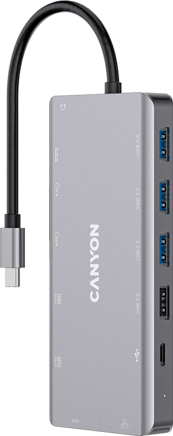 USB-хаб 13в1 CANYON DS-12 USB-C Gray (CNS-TDS12) в Киеве