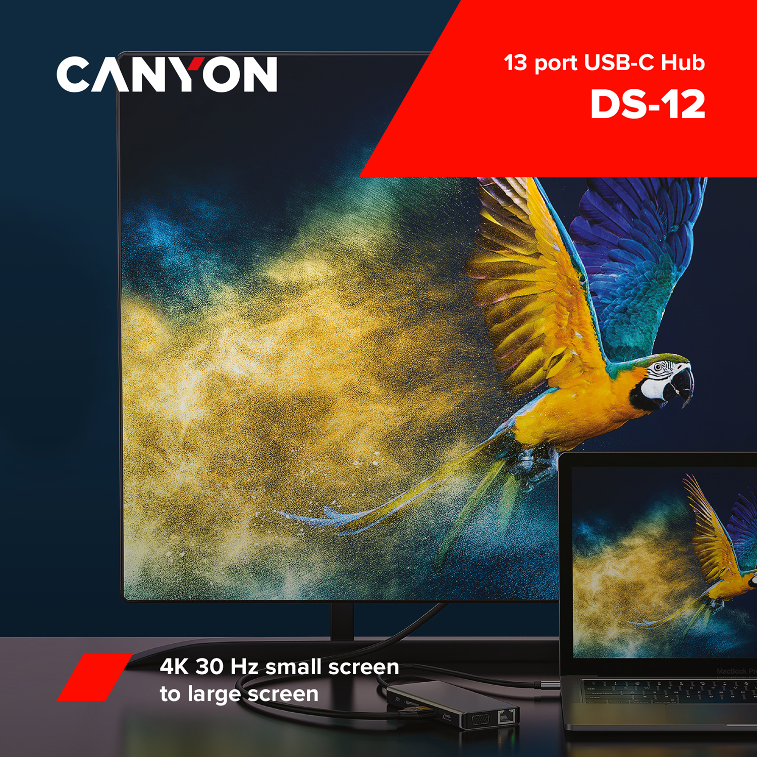 USB-хаб 13в1 CANYON DS-12 USB-C Gray (CNS-TDS12) · 3