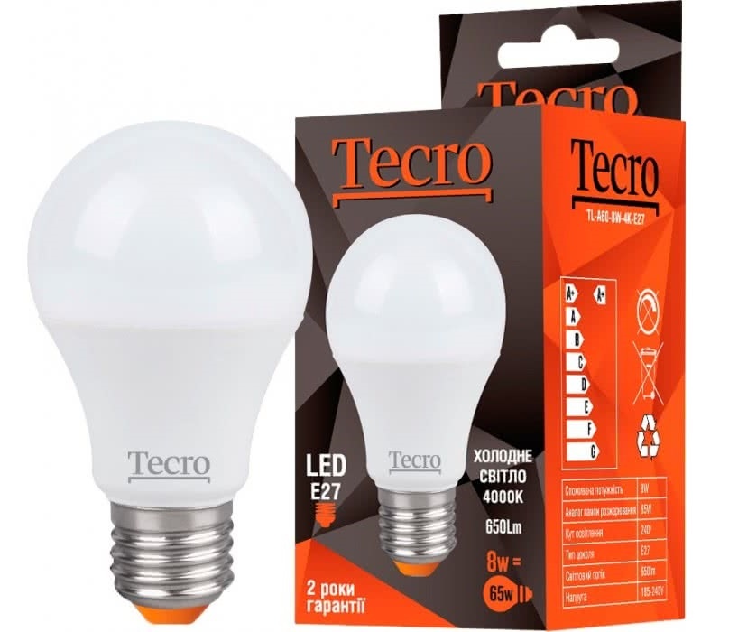 

Лампа Tecro TL-A60-8W-3K-E27