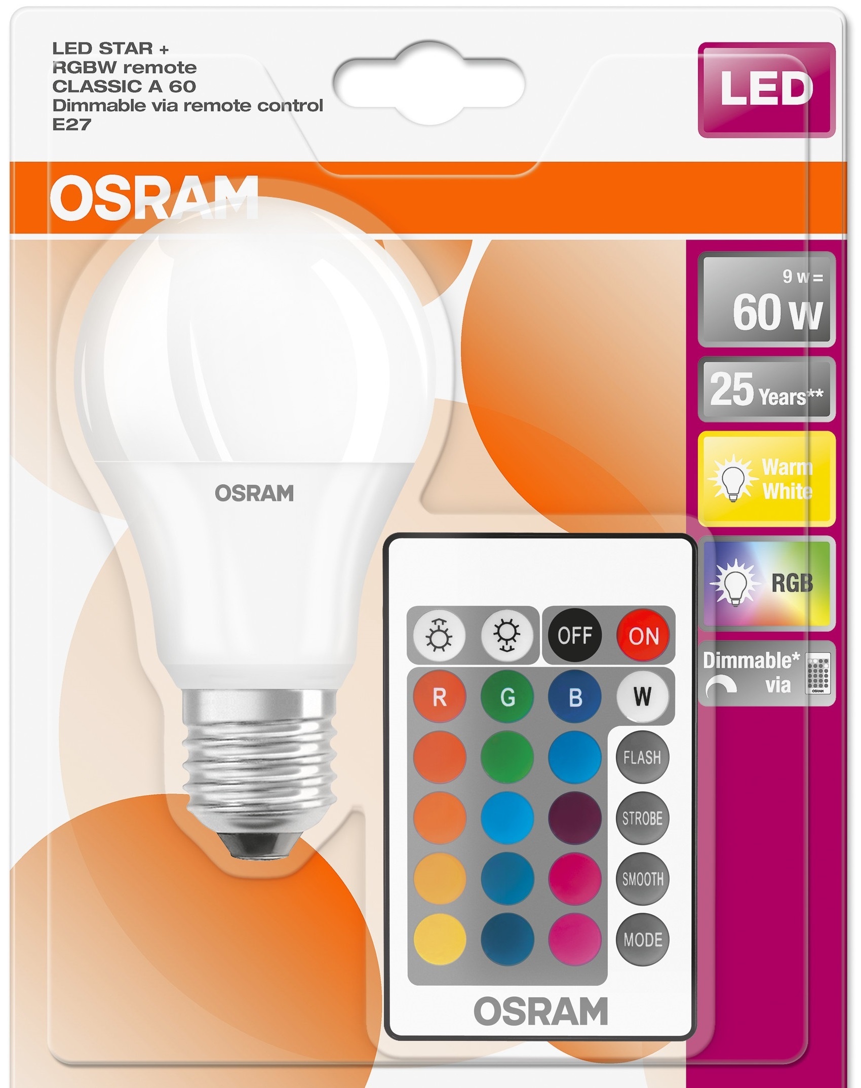 Лампа OSRAM Star LED А60 Е27 9W 806Lm RGB + пульт в Киеве