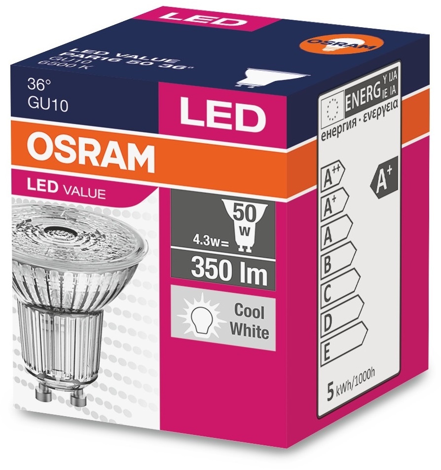 Лампа OSRAM Value LED PAR16 GU10 3,6W 350Lm 4000K дневная в Киеве