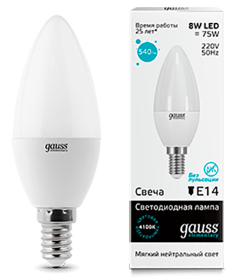 

Лампа Gauss LED Elementary Candle 8W E14 4100K