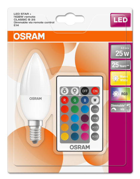 Лампа OSRAM LED ST CLAS B25 FR 4.5W/2700K E14 + пульт (LEDSCLB25REM4,5) в Києві