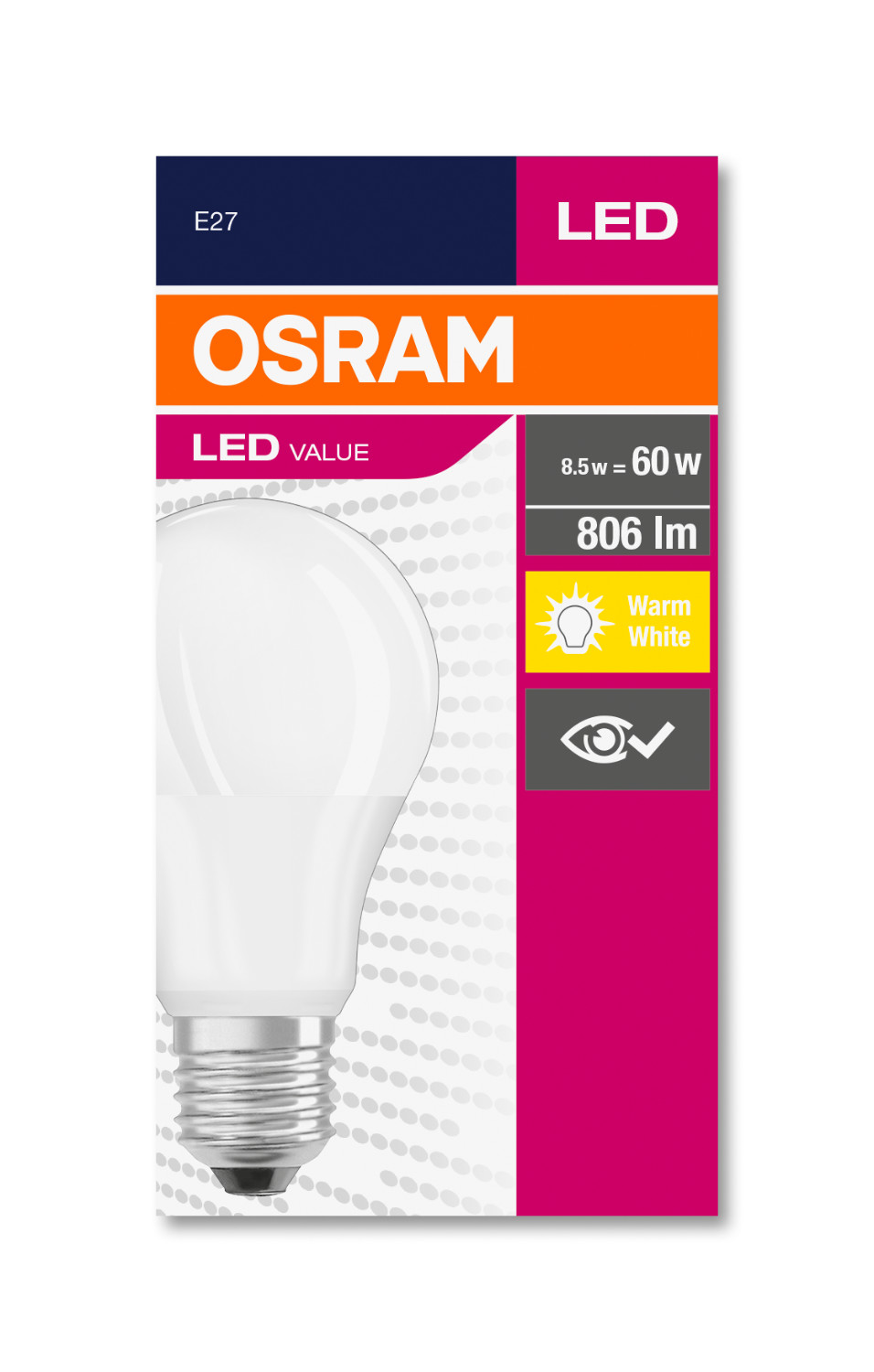 Лампа OSRAM Value LED A60 Е27 8,5W 806Lm 2700K тепла в Києві