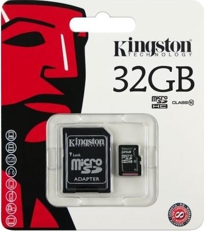 

Карта памяти Kingston 32 GB microSDHC class 10 + SD Adapter SDC10/32GB