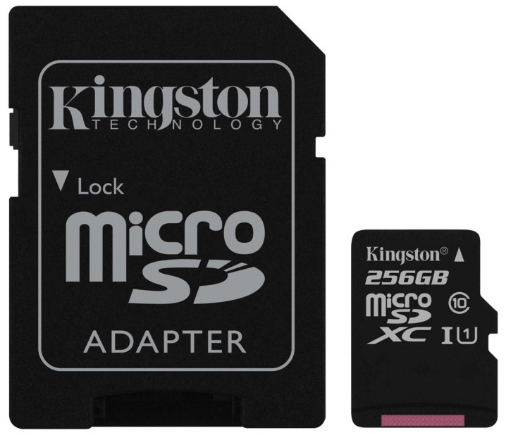 

Карта памяти Kingston 256GB microSDXC C10 UHS-I + SD (SDCS/256GB)