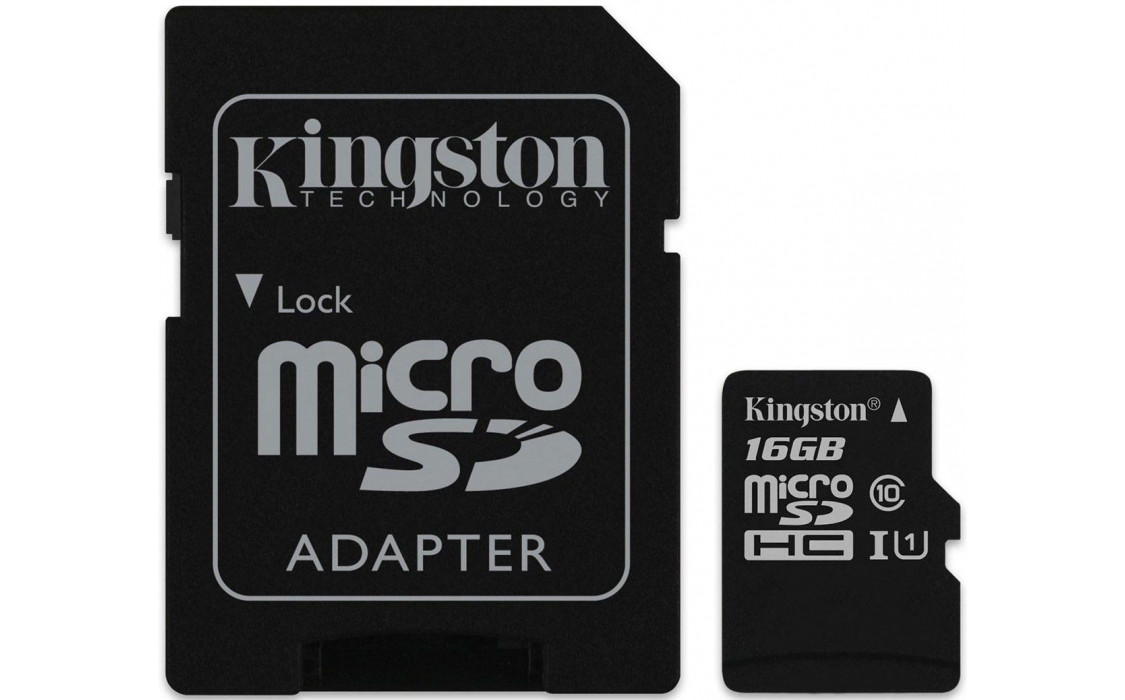 

Карта памяти Kingston 16GB microSDHC C10 UHS-I + SD (SDCS/16GB)