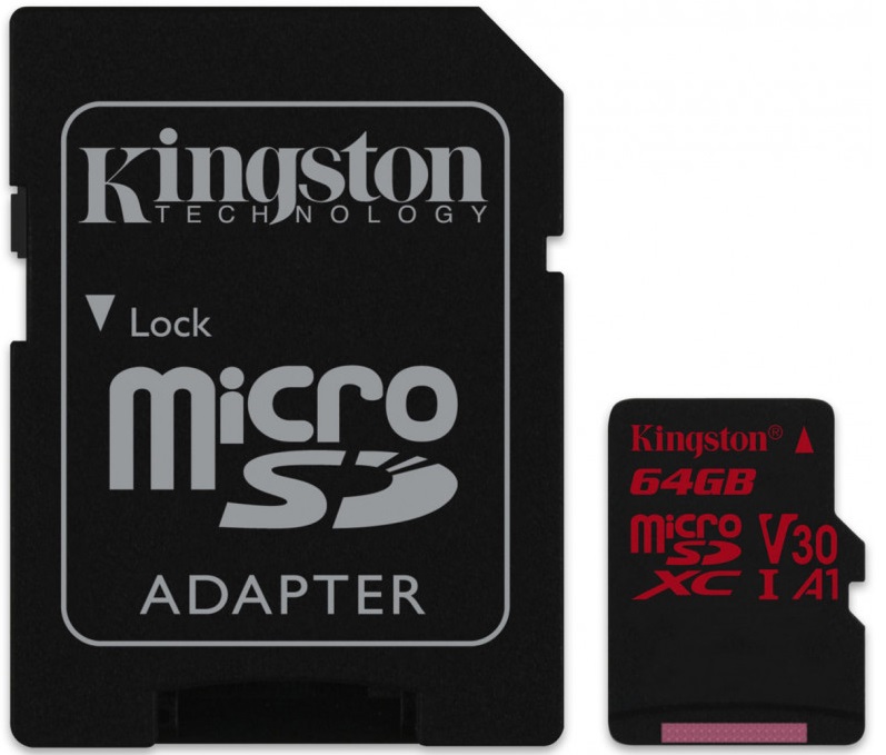 

Карта памяти Kingston 64GB microSDXC C10 UHS-I U3 + SD (SDCR/64GB)