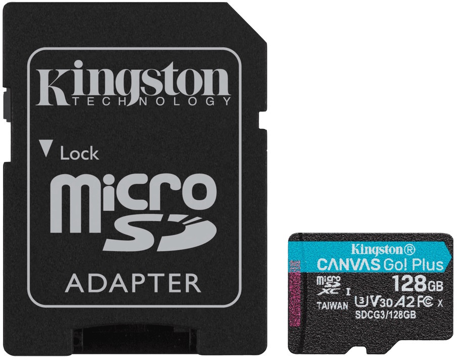 Карта пам'яті KINGSTON 128GB Canvas Go+ microSDXC V30 U3 (R170/W90)+adapter (ISDCG3/128GB) в Києві