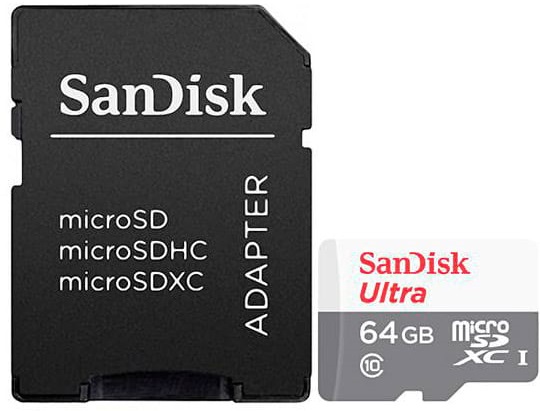 Карта памяти SanDisk 64GB microSDXC C10 UHS-I Ultra+SD (SDSQUNR-064G-GN3MA) в Киеве