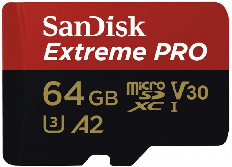 Карта пам'яті SANDISK Extreme PRO 64GB microSDXC UHS-I + SD Adapter (SDSQXCU-064G-GN6MA) в Києві