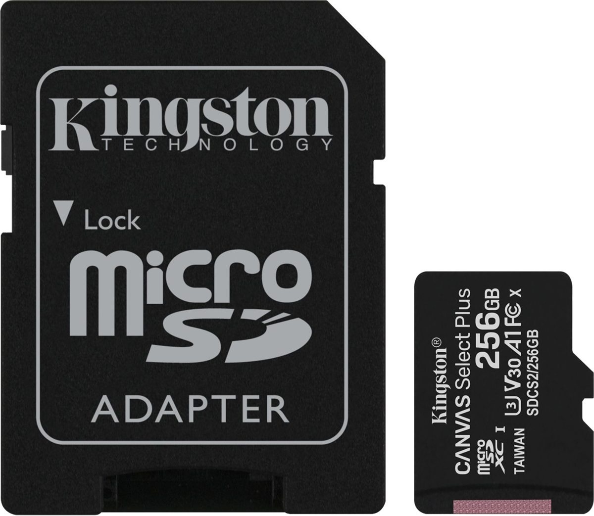 Карта пам'яті KINGSTON 256GB microSDHC Class 10 UHS-I U1 + adapter (SDCS2/256GB) в Києві