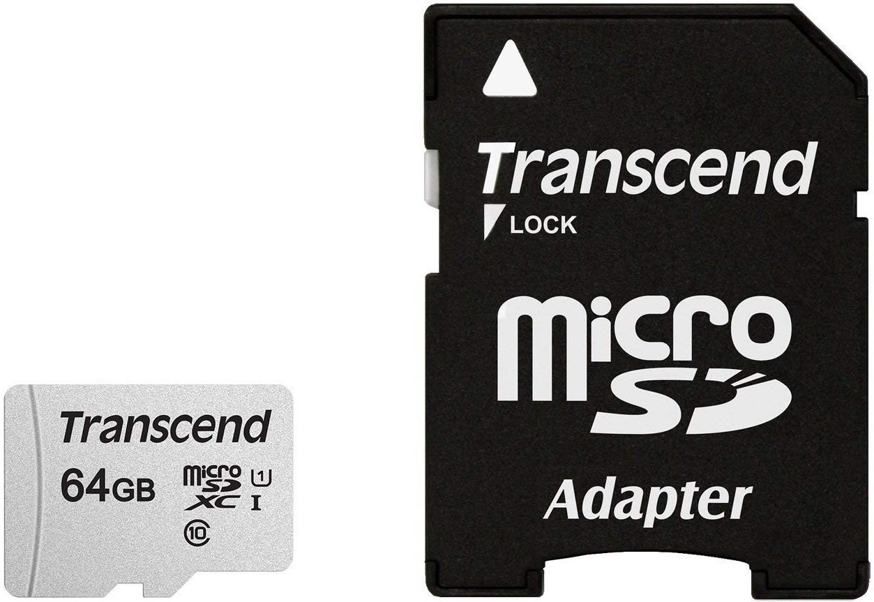 Карта пам'яті TRANSCEND 64GB microSDXC Class 10 UHS-I U1 + SD (TS64GUSD300S-A) в Києві