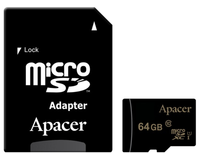 Карта памяти APACER 64GB microSDXC Class 10 UHS-I U1+adapter (AP64GMCSX10U1-R) в Киеве