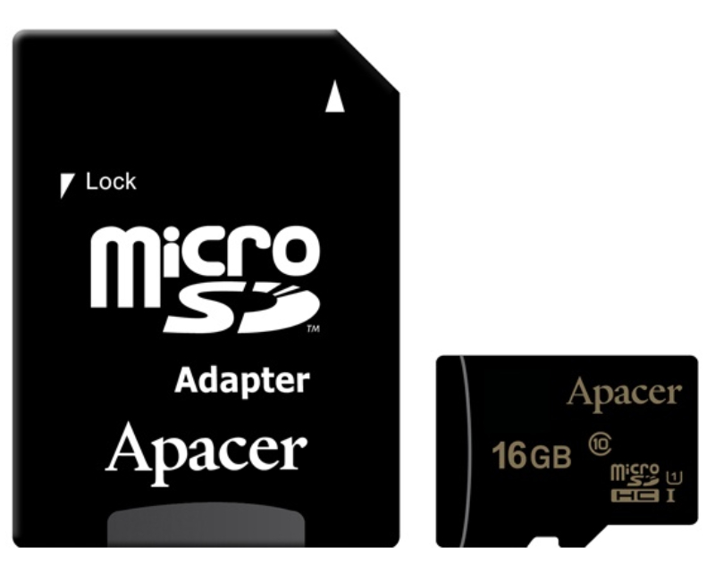 Карта пам'яті APACER 16GB microSDHC Class 10 UHS-I Cl10+adapter (AP16GMCSH10U1-R) в Києві