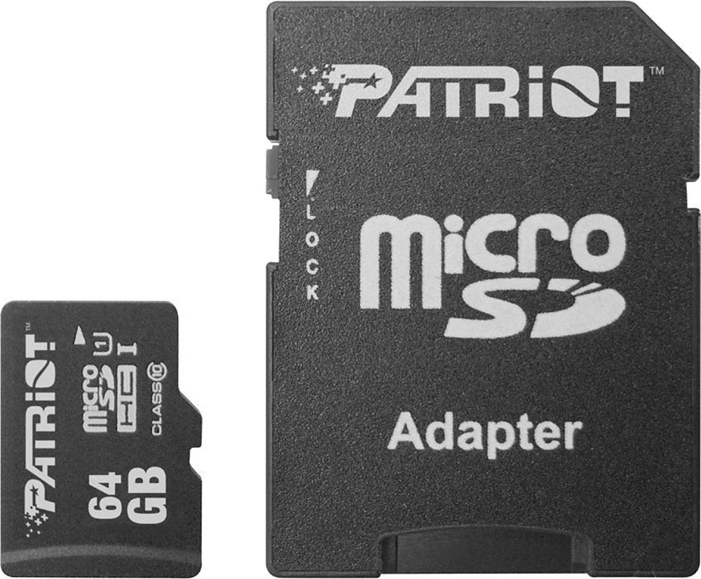 Карта памяти PATRIOT 64GB LX Series microSDHC Class10 UHS-I U1 + SD adapter (PSF64GMCSDXC10) в Киеве