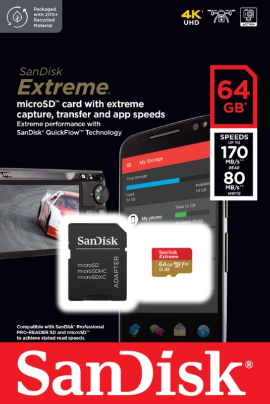 Карта пам'яті SANDISK 64GB microSDHC Class 10 UHS-I U3 (SDSQXAH-064G-GN6MA) · 4
