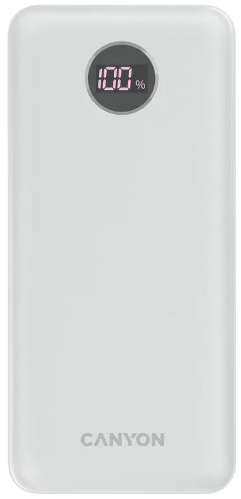 Універсальна мобільна батарея CANYON PB-2002 LED 20000mAh PD QC 3.0 White (CNE-CPB2002W) в Києві