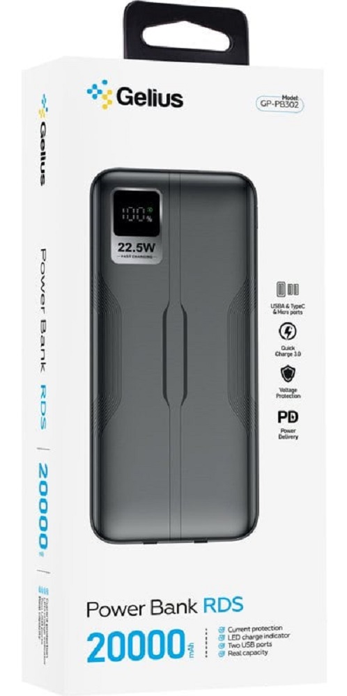Універсальна мобільна батарея GELIUS GP-PB302 20000mAh 22.5W Black (99032) · 6