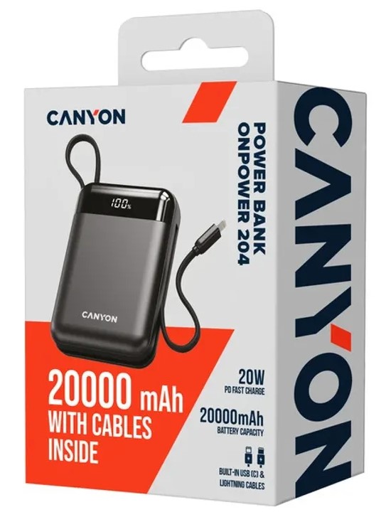 Батарея мобільна CANYON OnPower 204 20000 mAh Black (CNS-CPB204B) · 5