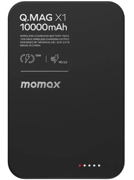Батарея мобільна MOMAX Q.Mag X1 10000mAh 20W Black (IP117AD)