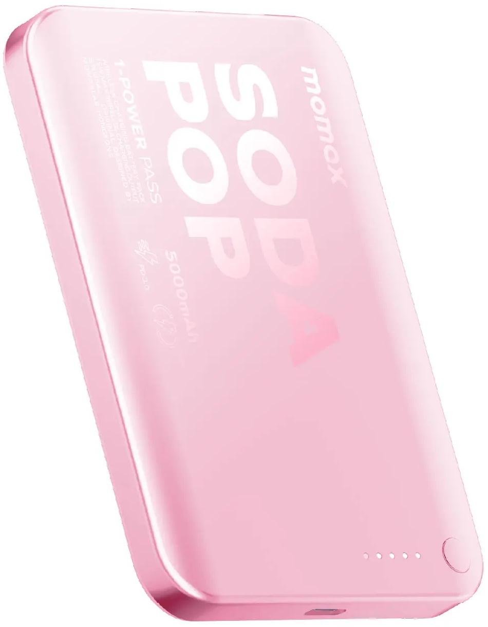 Батарея мобільна MOMAX 1-Power Pass 5000mAh vPink (IP165P) · 2