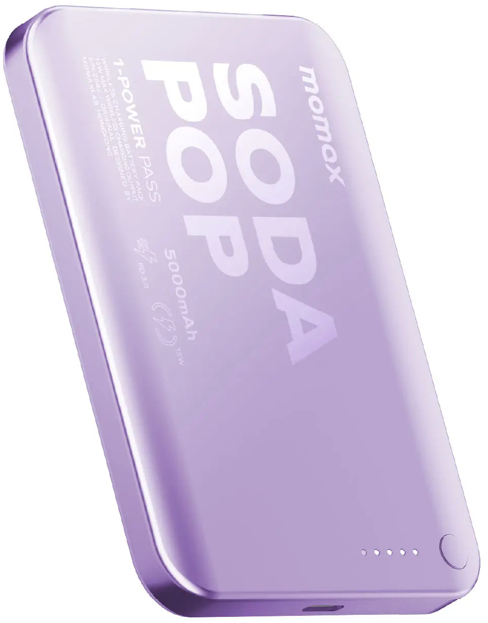 Батарея мобільна MOMAX 1-Power Pass 5000mAh 20W Purple (IP165U) · 5