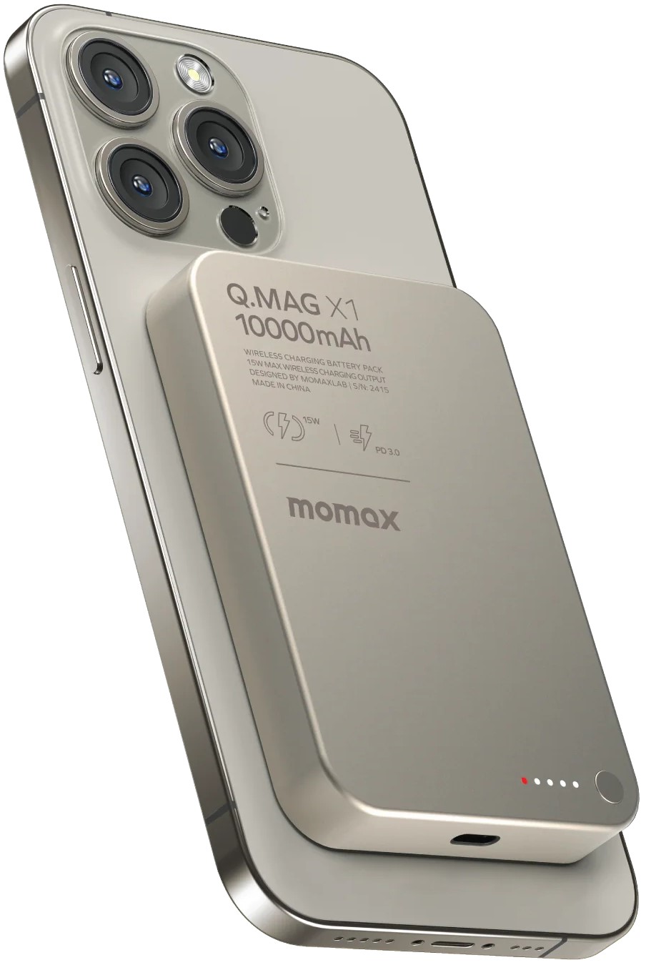 Батарея мобільна MOMAX Q.Mag X1 10000mAh 20W Titanium (IP117AE) · 4